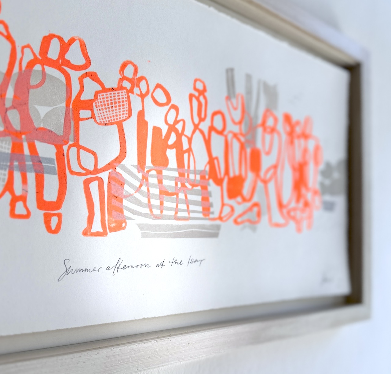 summer afternoon at the isar, original linoprint
